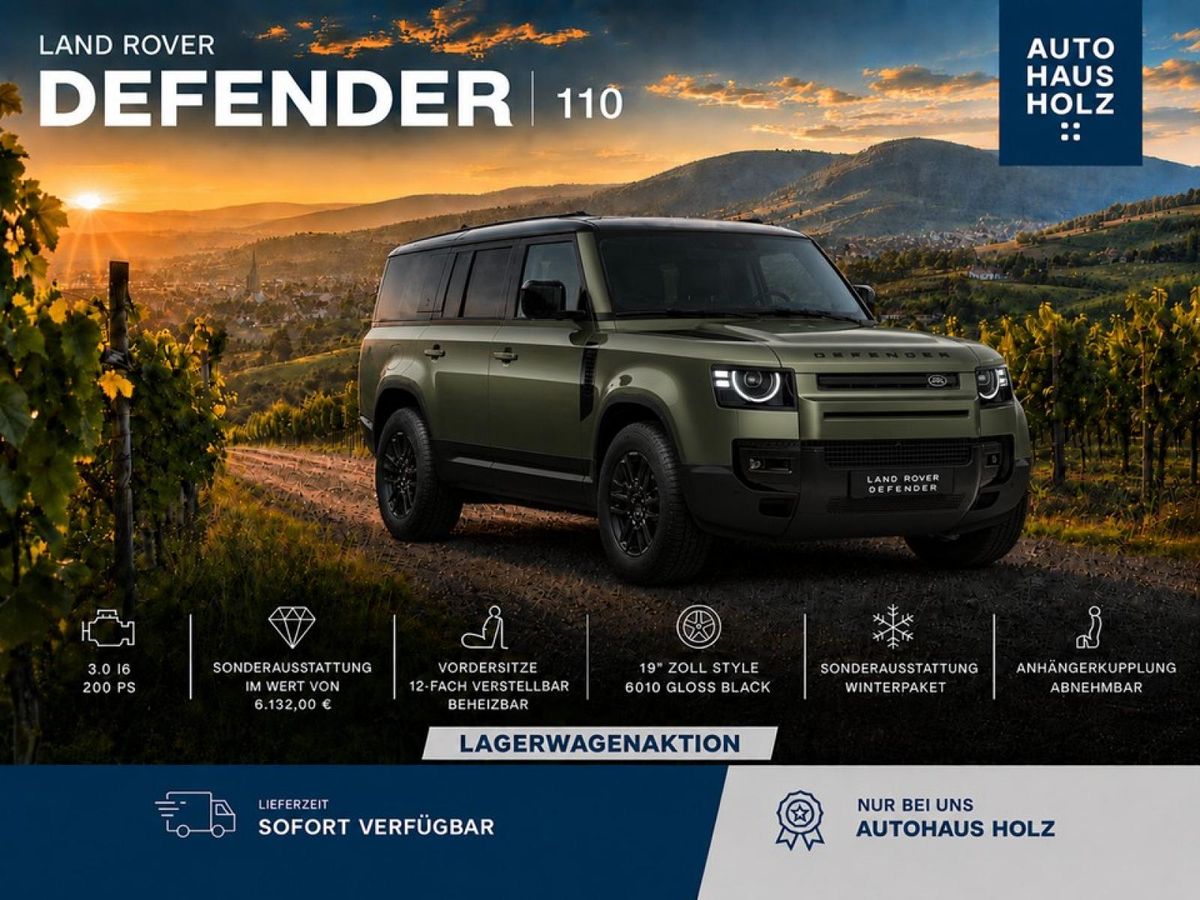 Land Rover Defender NEUWAGENAKTION 110er! 19ZOLL SCHWARZ - SCHWARZ PAKET - 360 KAMERA - SHZ - RESERVESPERR- FAH Leasing