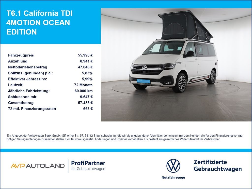 Volkswagen T6.1 California TDI 4MOTION OCEAN EDITION Leasing