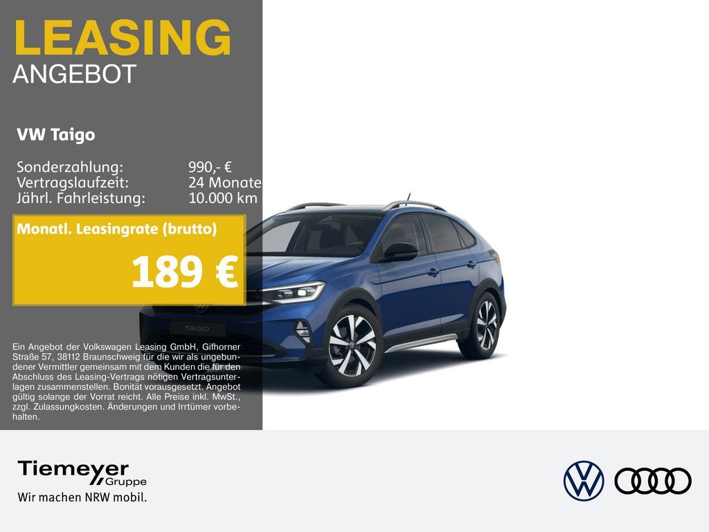 Volkswagen Taigo 1.5 TSI DSG STYLE IQ.LIGHT NAVI KAMERA APP Leasing