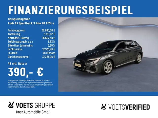 Audi A3 Sportback S line 40 TFSI e KAMERA+LED+NAVI