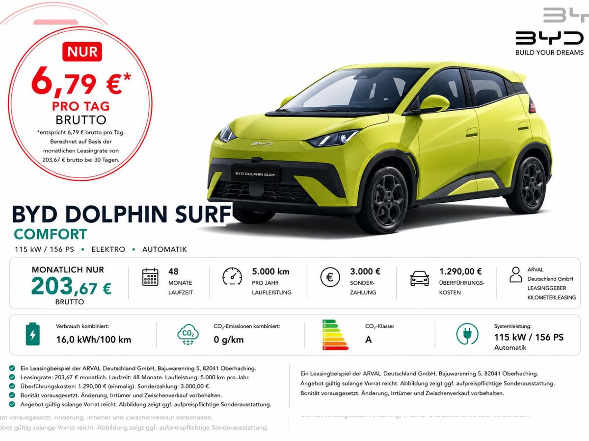 BYD DOLPHIN SURF Comfort⚠️**3.000 Euro Förderung**⚠️ I 360 Kamera I LED I Sitzheizung Leasing