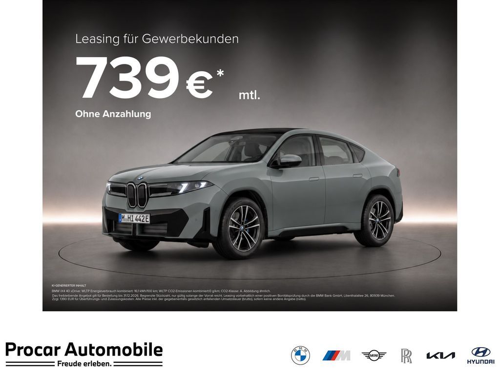 BMW iX4 40 xDrive | Design trifft Neue Klasse PANO Leasing