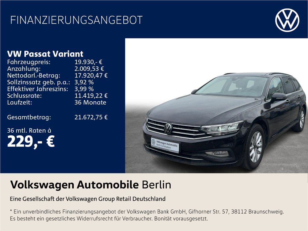 Volkswagen Passat Variant 2.0 TDI DSG Business Navi LED SHZ Leasing
