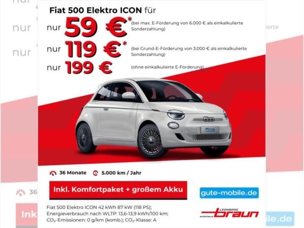 Fiat 500e Hatchback Icon 42 KWh inkl. Komfortpaket Leasing