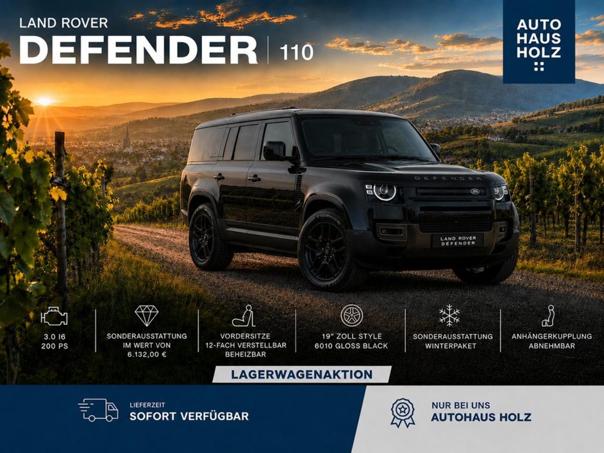 Land Rover Defender NEUWAGENAKTION 110er! 19ZOLL SCHWARZ - SCHWARZ PAKET - 360 KAMERA - SHZ - RESERVESPERR- FAH Leasing