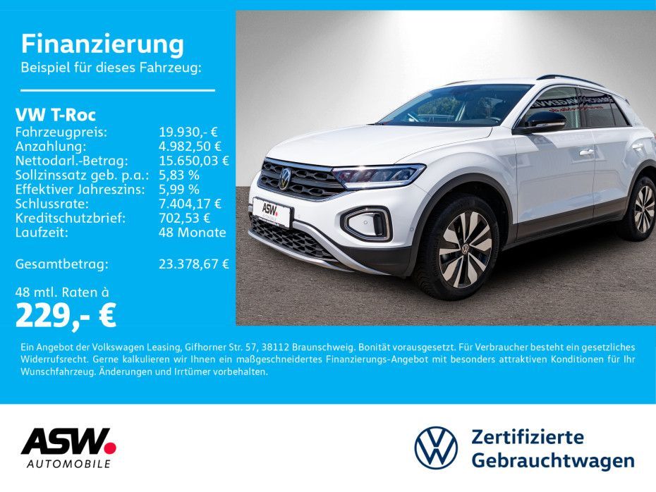 Volkswagen T-Roc Goal 1.0 TSI 6-Gang LED Navi PDC ACC SHZ Leasing