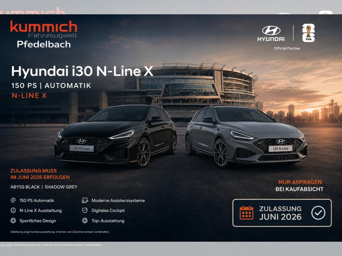Hyundai i30 N Line X VOLLAUSSTATTUNG ZULASSUNG JUNI2026 150PS Automatik Leasing