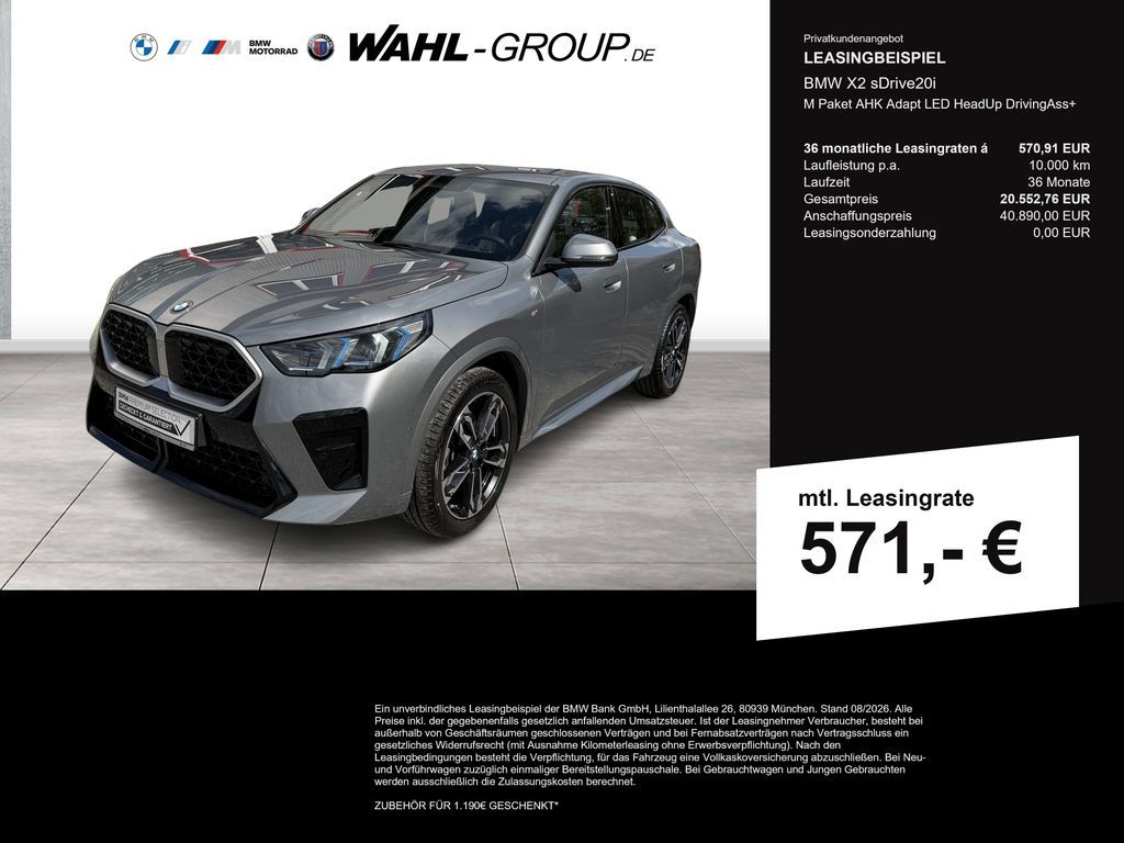 BMW X2 sDrive20i M Paket AHK Adapt LED HeadUp Drivin Leasing