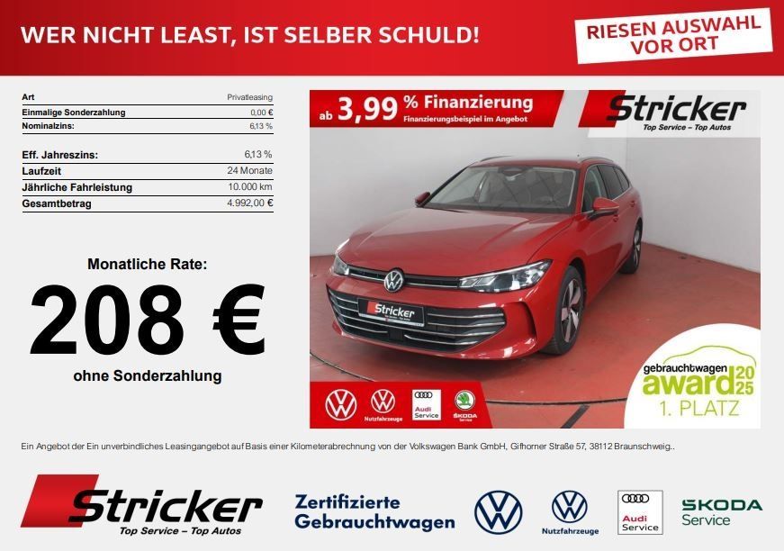 Volkswagen Passat Variant Business 1.5eTSI DSG 208,-ohne An Leasing