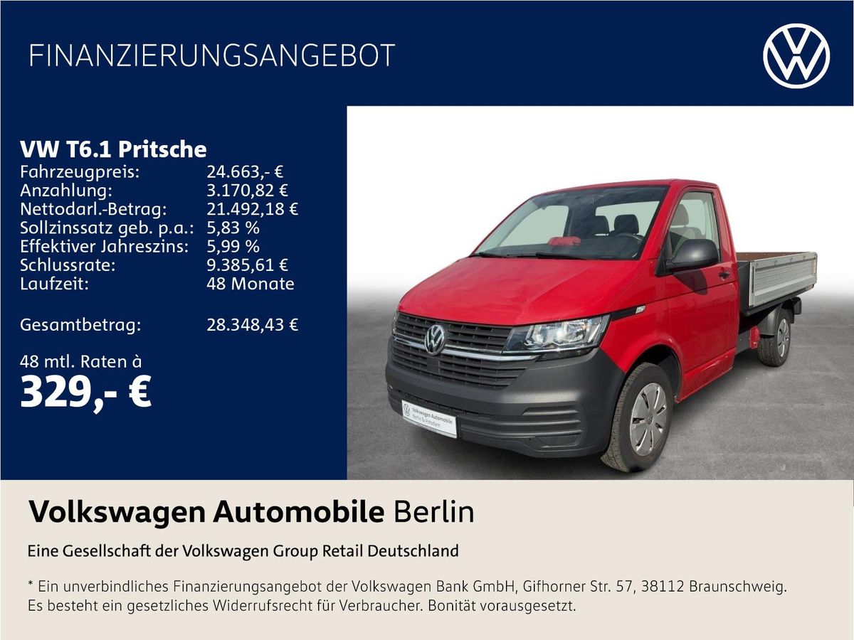 Volkswagen T6.1 Pritsche 2.0 TDI Eka KR AHZV Allwetter ZV Leasing