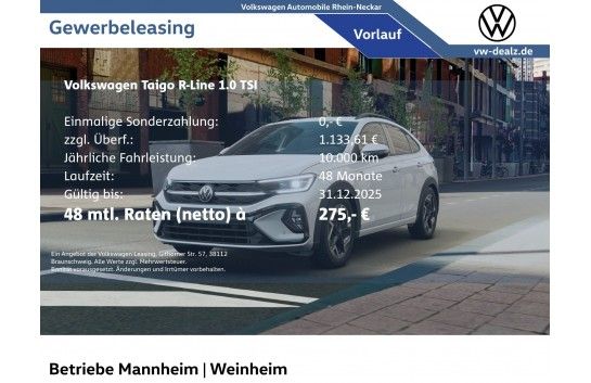 VW Taigo R-Line 1.0 TSI DSG NAVI AHK LED Allwetter Leasing