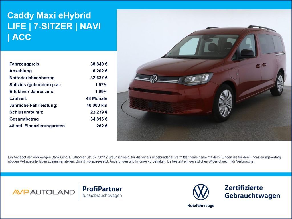 Volkswagen Caddy Maxi eHybrid LIFE | 7-SITZER | NAVI | ACC Leasing