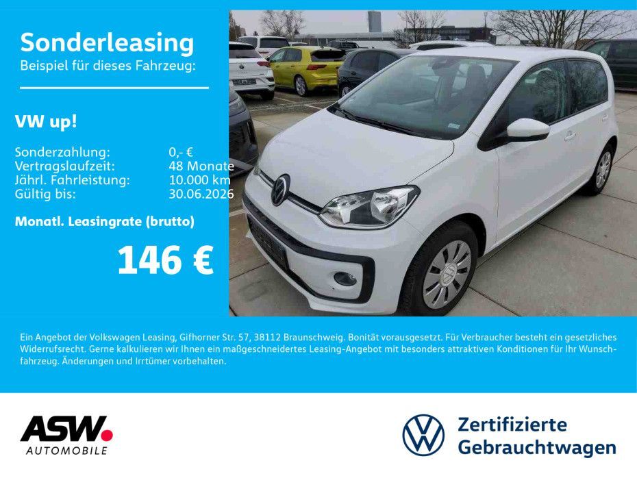 Volkswagen up! move UP! 1.0 MPI Klimaauto SHZ PDC RFK GRA Leasing