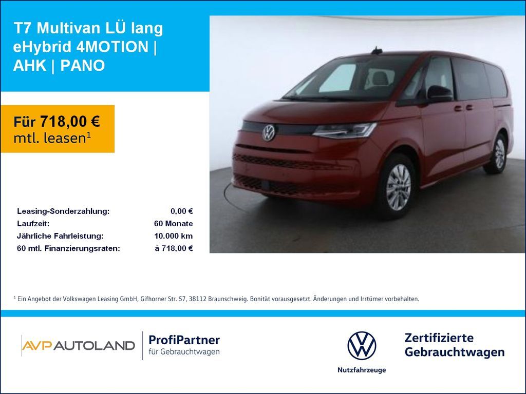Volkswagen T7 Multivan LÜ lang eHybrid 4MOTION | AHK | PANO Leasing
