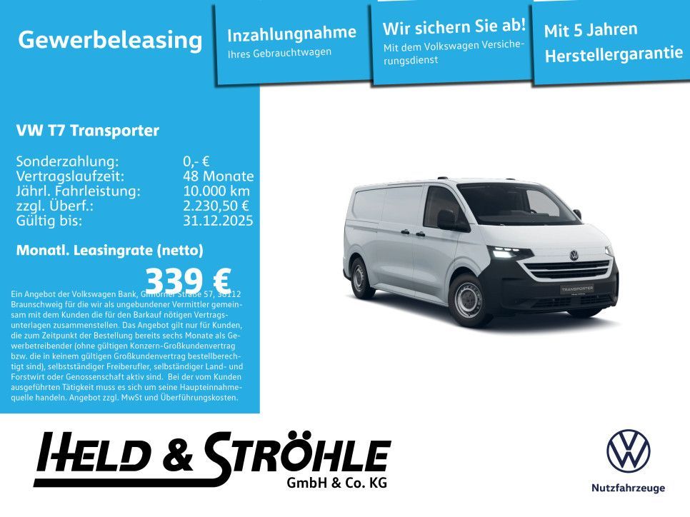 Volkswagen T7 Transporter Kasten 2.0 TDI LR KLIMA !AKTION! Leasing