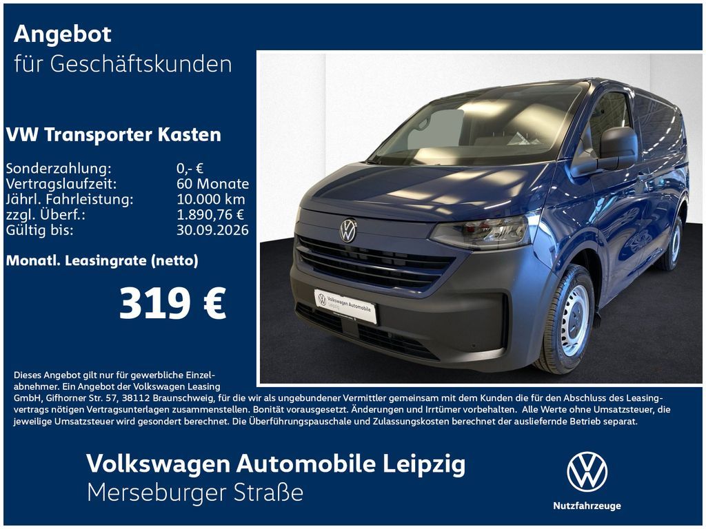 Volkswagen Transporter Kasten 110 kW 4M Preisvorteil 10869€ Leasing
