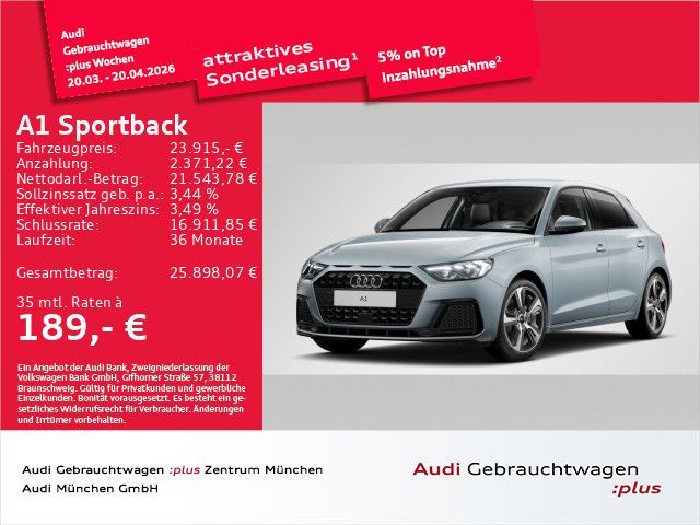 Audi A1 Sportback 25 TFSI S tronic advanced Navi+/LED Leasing