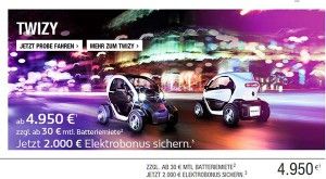 Das Elektroauto Renault Twizy gibt es dank Elektrobonus 2.000 Euro günstiger. Bildquelle: Renault