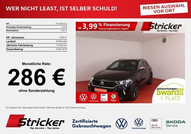 Volkswagen T-ROC R 2.0TSI DSG  272,-ohne Anzahlung Pano Led Leasing