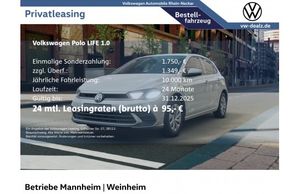 VW Polo Life 1.0 Klima LED DAB Digital-Cockpit ZV - Leasing