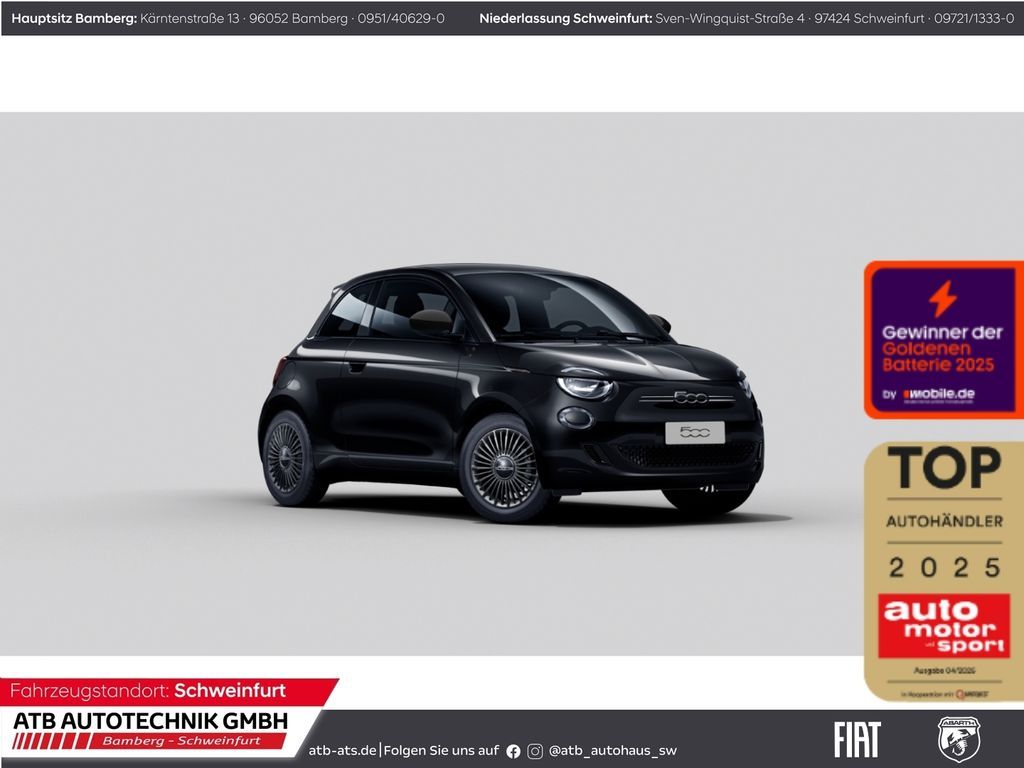 Fiat 500e 42kWh ICON + Komfortpaket Apple CarPlay Kli Leasing