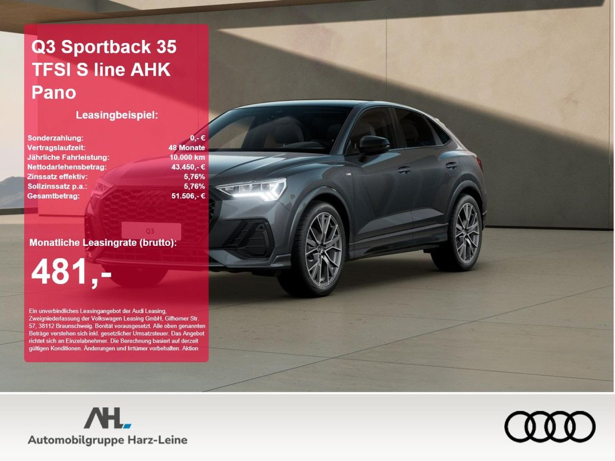 Audi Q3 Sportback 35 TFSI S line AHK Pano 2xKlima ACC Leasing