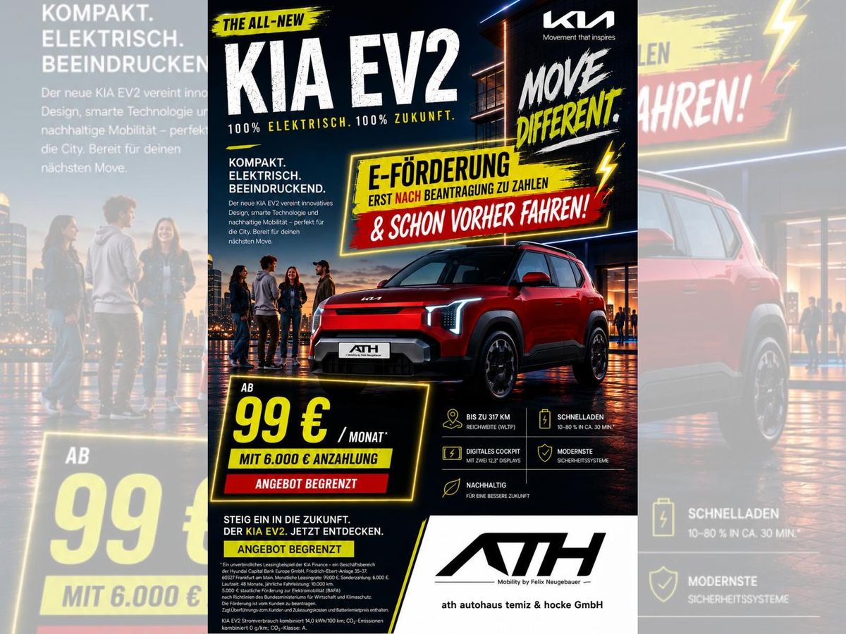 Kia EV2 Air -Ausstattung auf Bestellung  nur für kurze Zeit Leasing