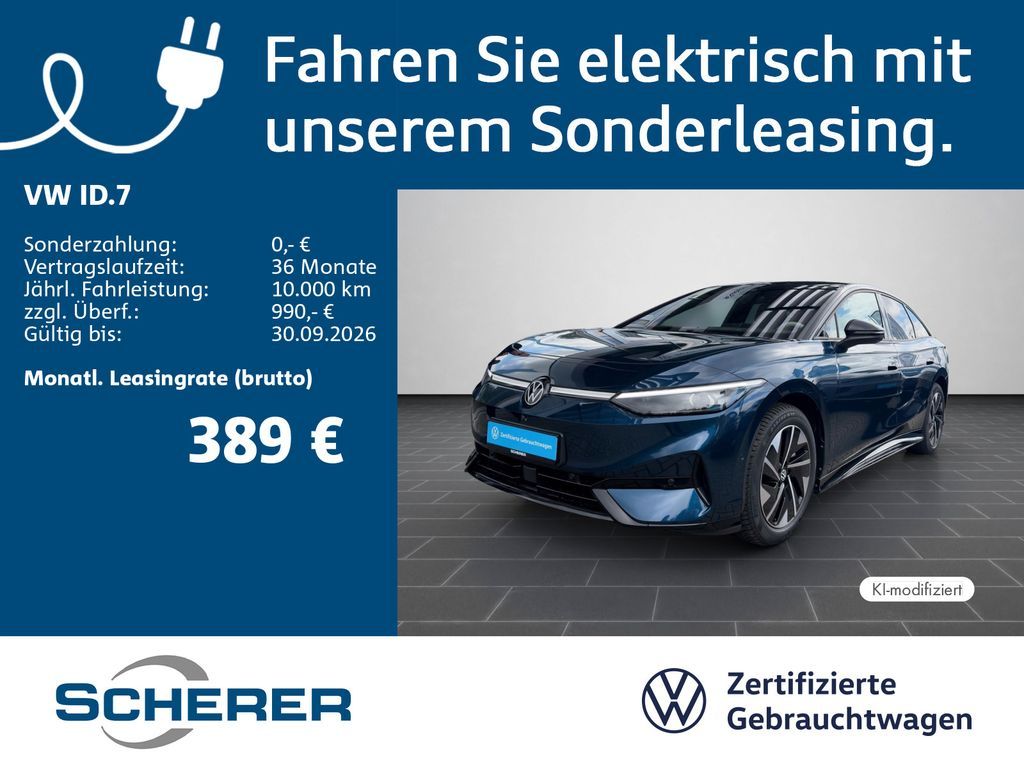 Volkswagen ID.7 Pro 82kWh SOH:100% AHK RFK NAVI MATRIX 5J.G Leasing