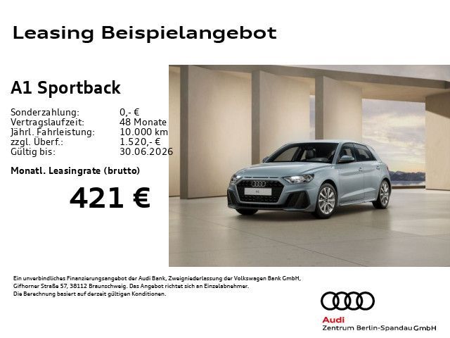 Audi A1 Sportback 30 TFSI S line S tronic *GRA*R-CAM* Leasing
