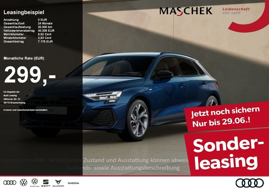 Audi A3 Sportback 45TFSI e S line 2x S line AHK HUD M Leasing