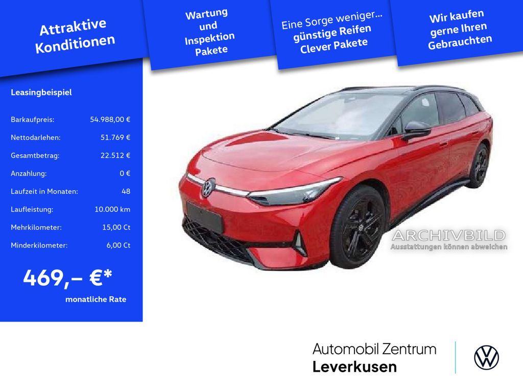 Volkswagen ID.7 Tourer GTX 68KWH PANO MATRIX AHK LEDER ACC Leasing