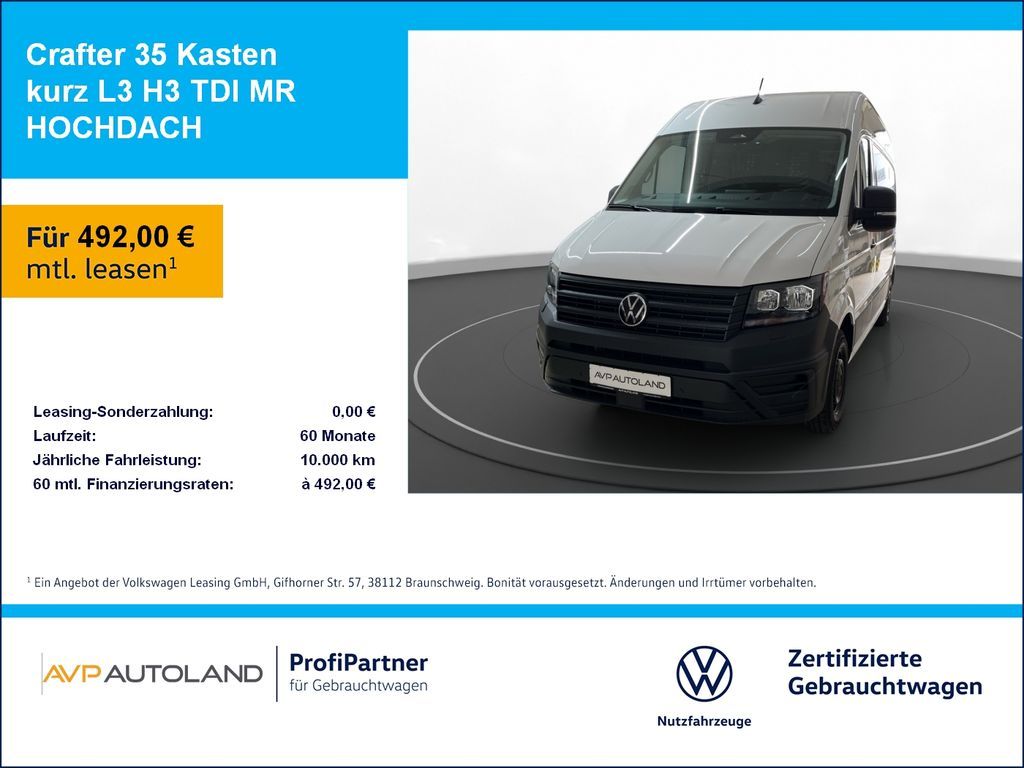 Volkswagen Crafter 35 Kasten kurz L3 H3 TDI MR HOCHDACH Leasing