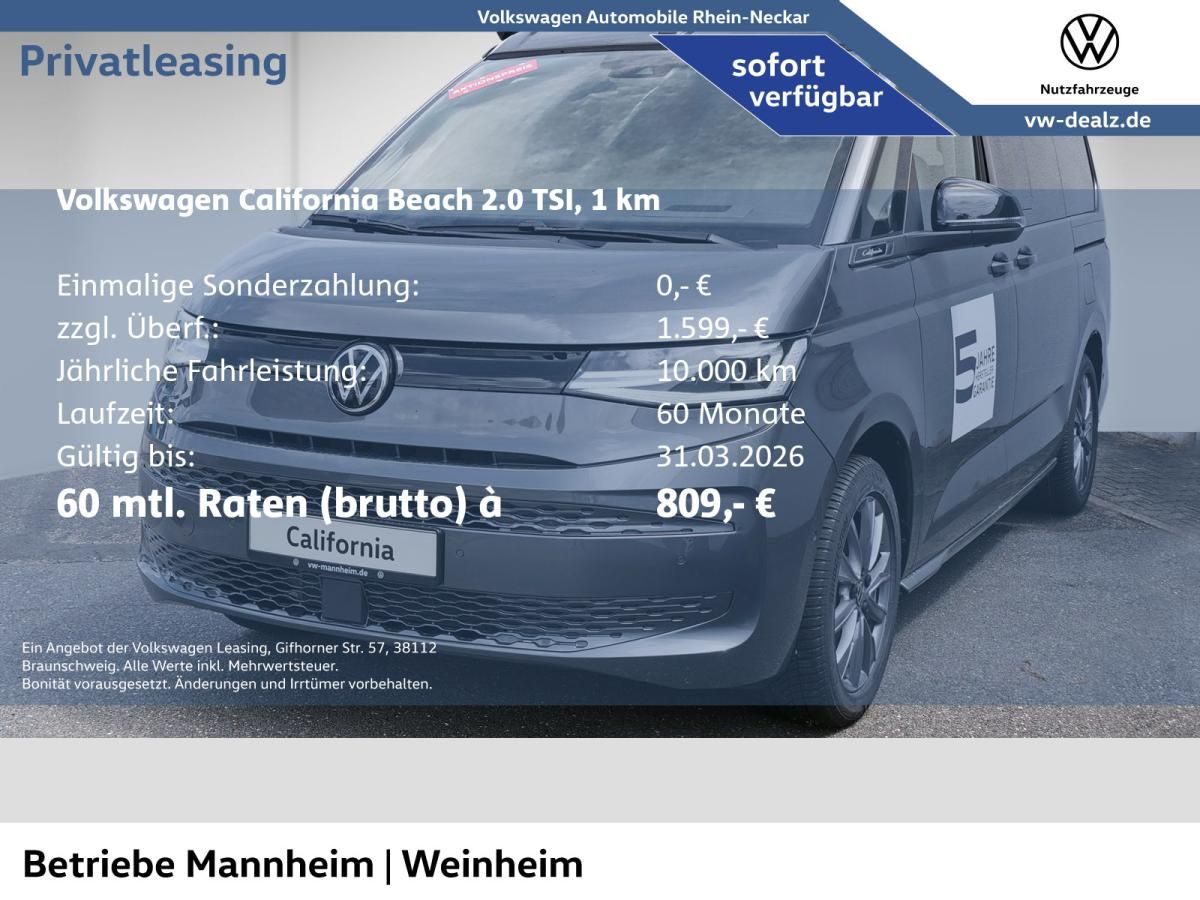 Volkswagen California T7Beach Tour 2.0 TSI DSG Klima NAVI Leasing