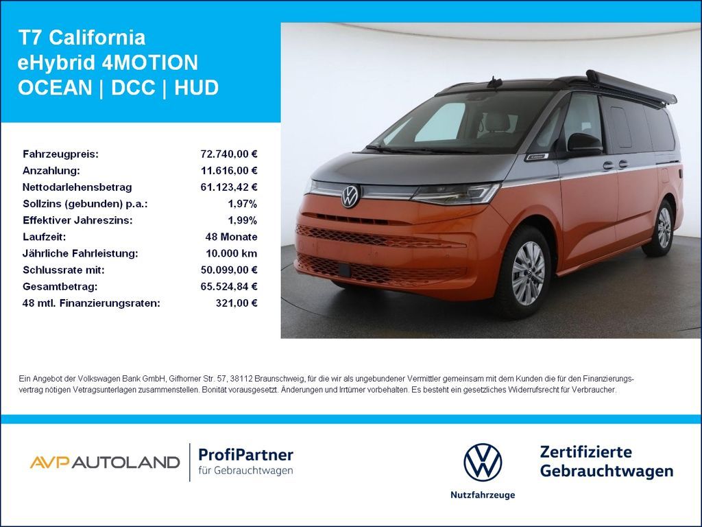 Volkswagen T7 California eHybrid 4MOTION OCEAN | DCC | HUD Leasing
