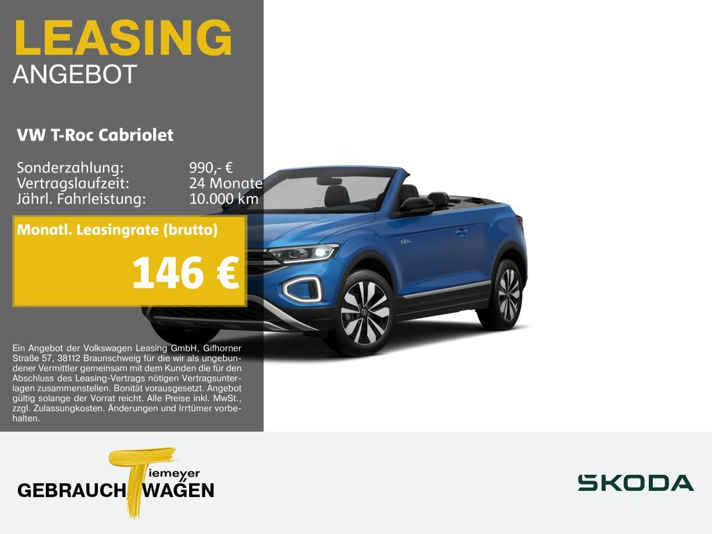 Volkswagen T-Roc Cabriolet 1.0 TSI GOAL LED+ NAVI KAMERA LM Leasing