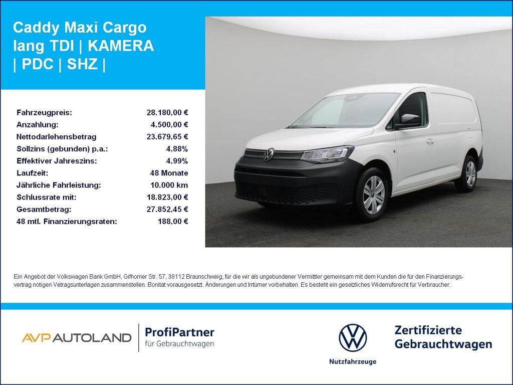 Volkswagen Caddy Maxi Cargo lang TDI | KAMERA | PDC | SHZ | Leasing