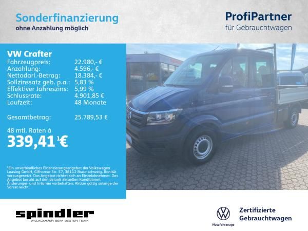 Volkswagen Crafter 35 Pritsche 2.0 TDI DOKA MR / AHK, Klima Leasing