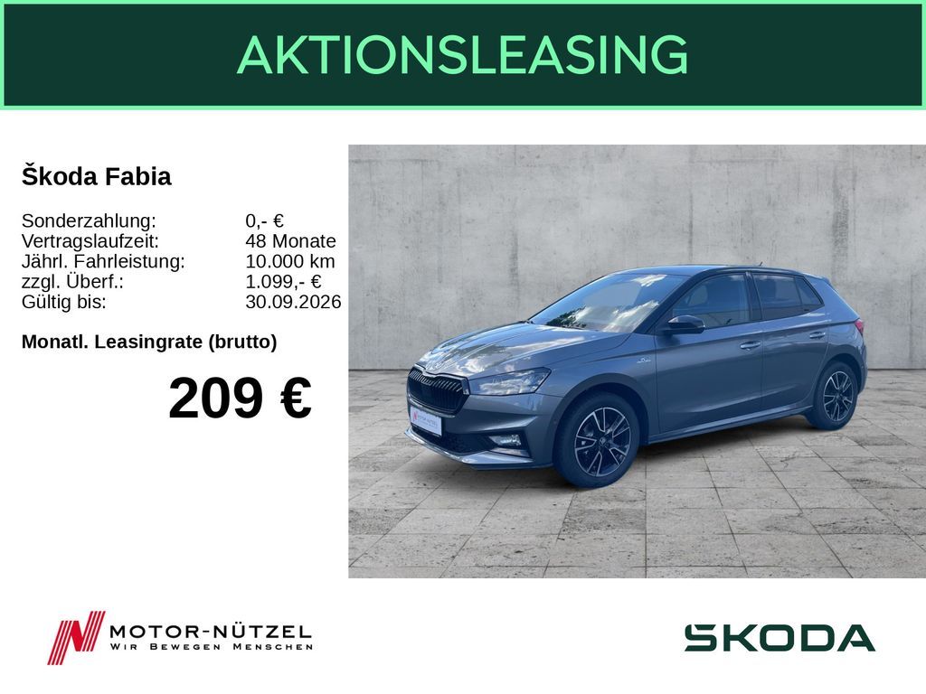 Skoda Fabia 1.0 TSI Monte Carlo RFK PDC LED MUFO Leasing