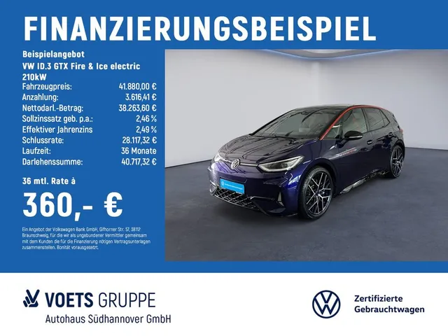 Volkswagen ID.3 GTX Fire & Ice electric 210kW MATRIX-LED+Re