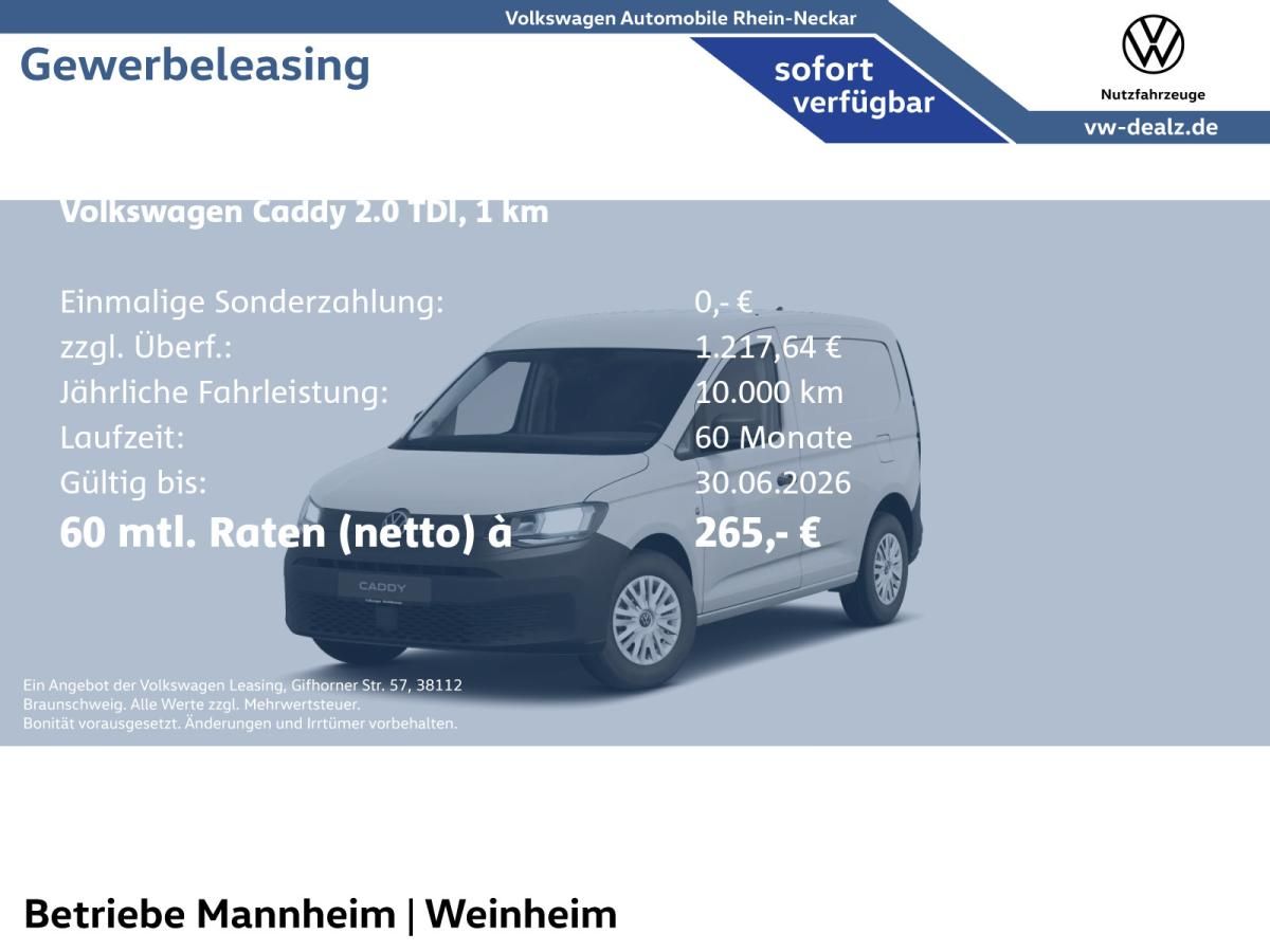 Volkswagen Caddy Cargo 2.0 TDI Klima AHK Allwetter DAB Leasing