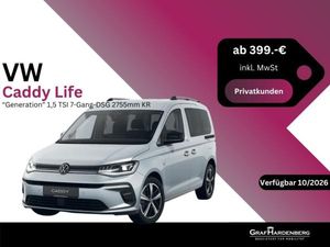 Volkswagen Caddy Life "Generation" 5-Sitzer Motor: 1,5 l TSI EU6 85 kW Getriebe: 7-Gang-Doppelkupplungsgetriebe Radst