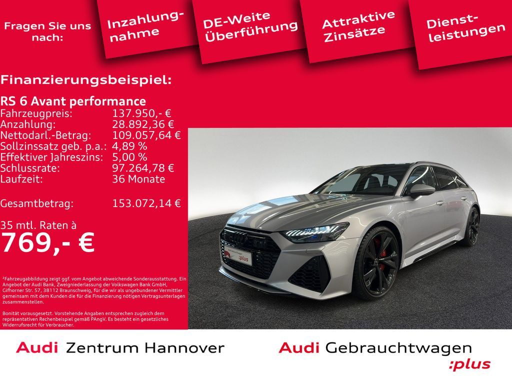 Audi RS 6 Avant performance 463(630) kW(PS) tiptronic Leasing
