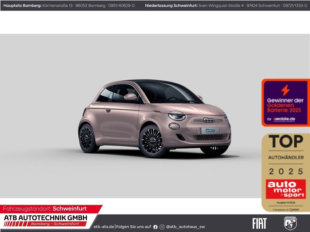 Fiat 500e Cabrio 42 kWh LaPrima Navi LED Apple CarPla Leasing