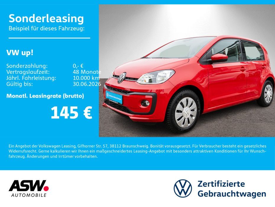 Volkswagen up! move up! 1,0 MPI RFK PDC Klima SHZ Leasing