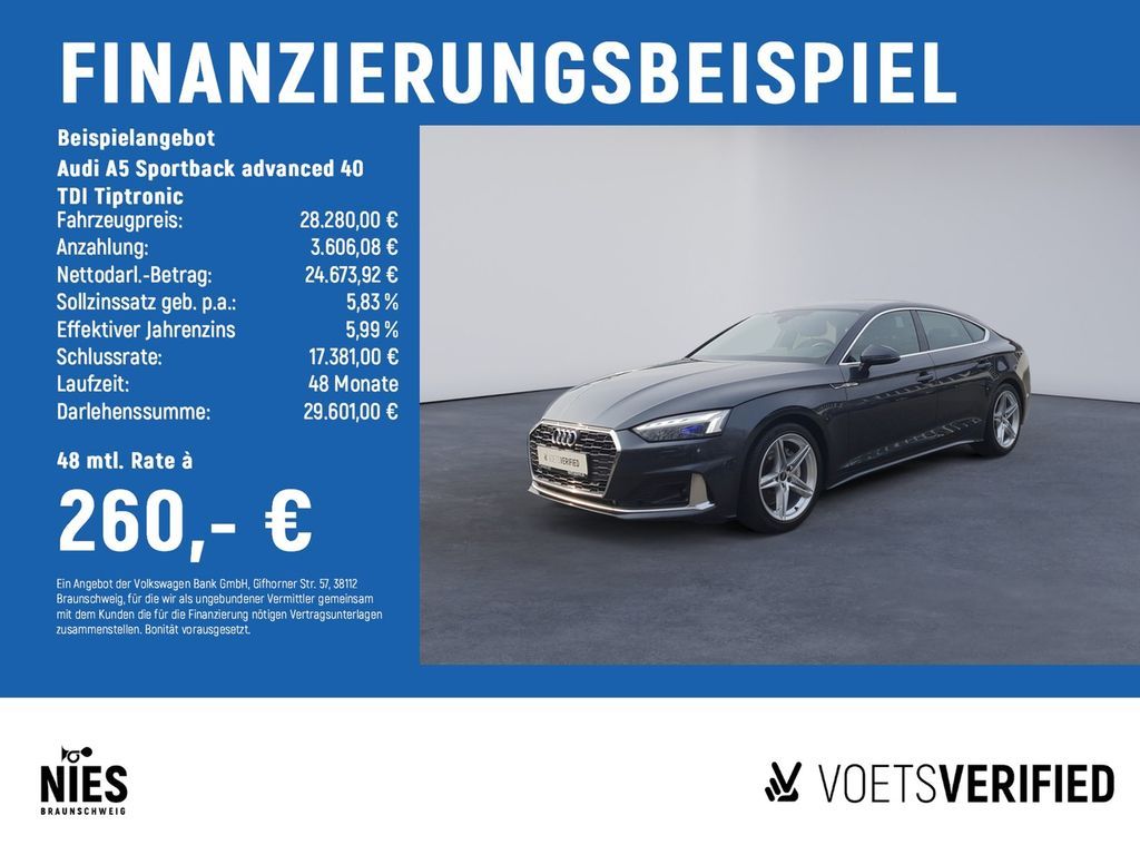 Audi A5 Sportback advanced 40 TDI  Tiptronic MATRIX-L Leasing