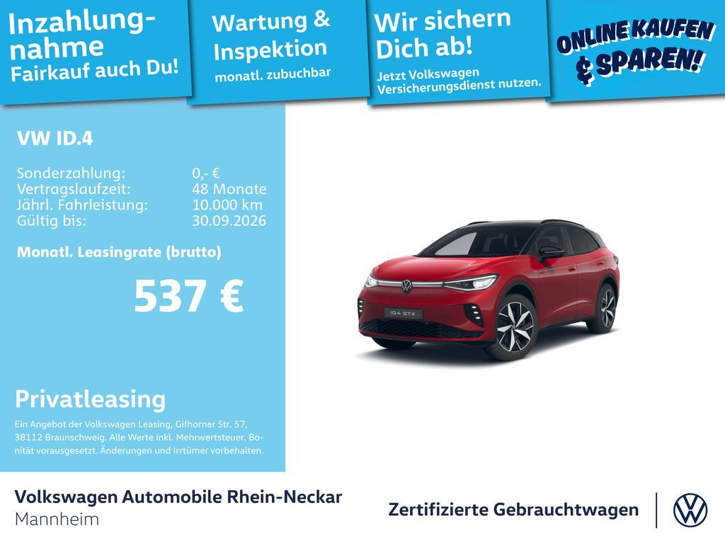 Volkswagen ID.4 GTX 250 kW GAR 2030 Navi Kamera LED UVM Leasing