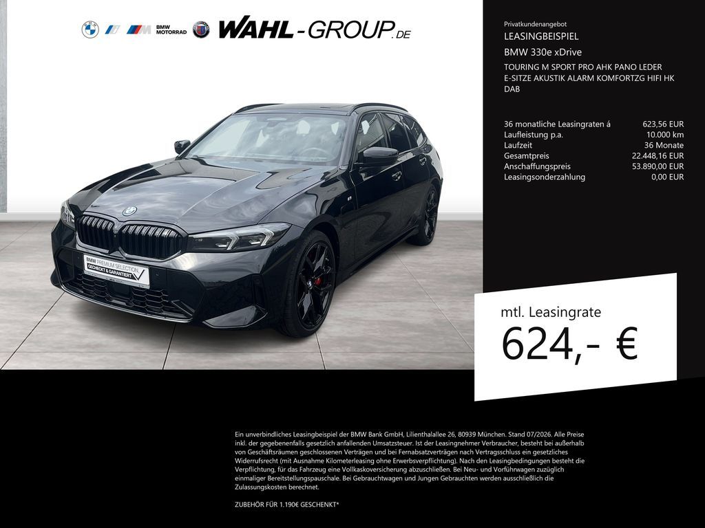 BMW 330e xDrive TOURING M SPORT PRO AHK PANO LEDER E Leasing