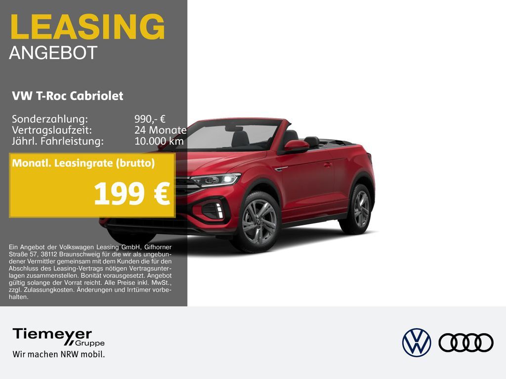 Volkswagen T-Roc Cabriolet 1.5 TSI DSG R-LINE NAVI AHK SITZ Leasing