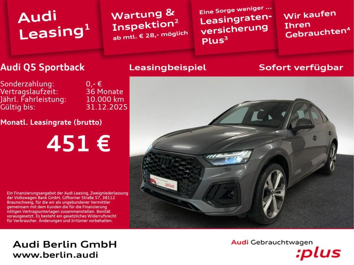 Audi Q5 Sportback S line 40 TFSI qu. S tr. AHK STDHZG MATRIX 360°K NAVI VIRTUAL Leasing