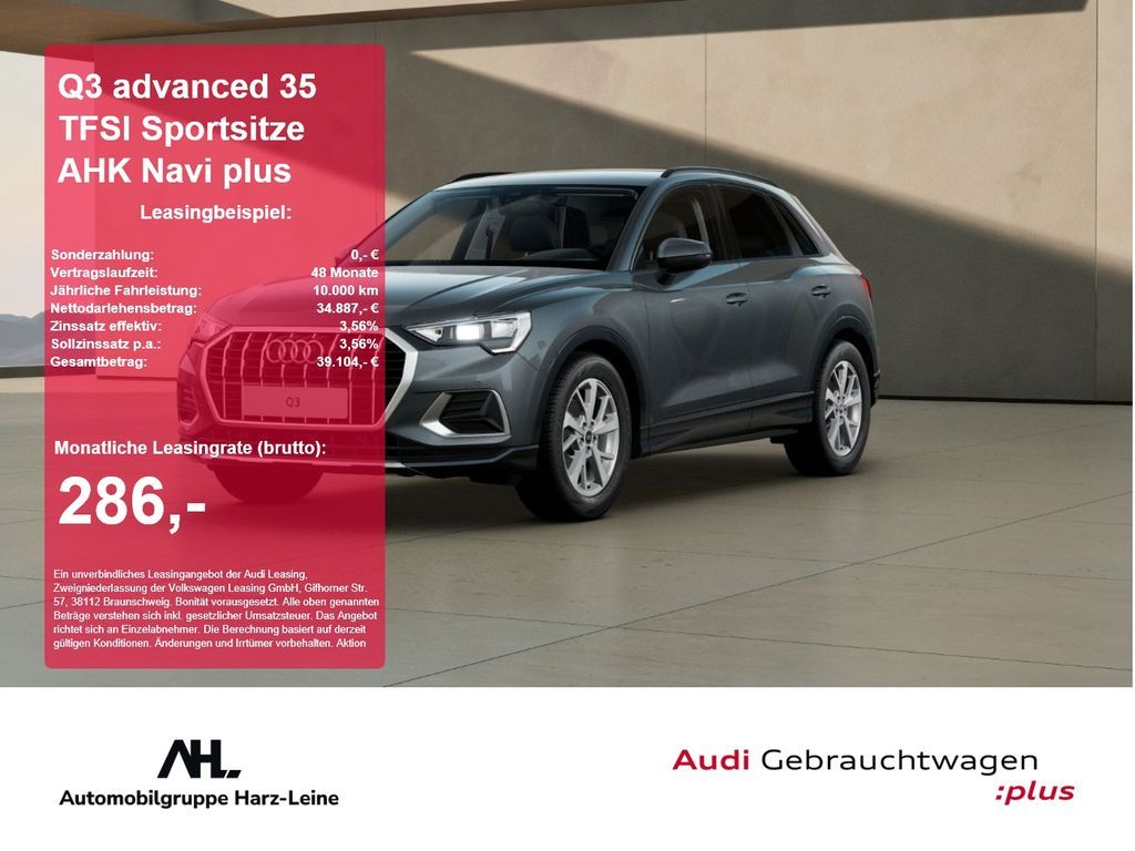 Audi Q3 advanced 35 TFSI Sportsitze AHK Navi plus ACC Leasing
